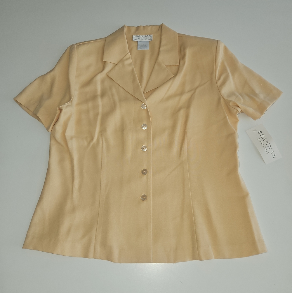 Brannan Studio Women's Goldtone Short-Sleeve Button Front Blouse